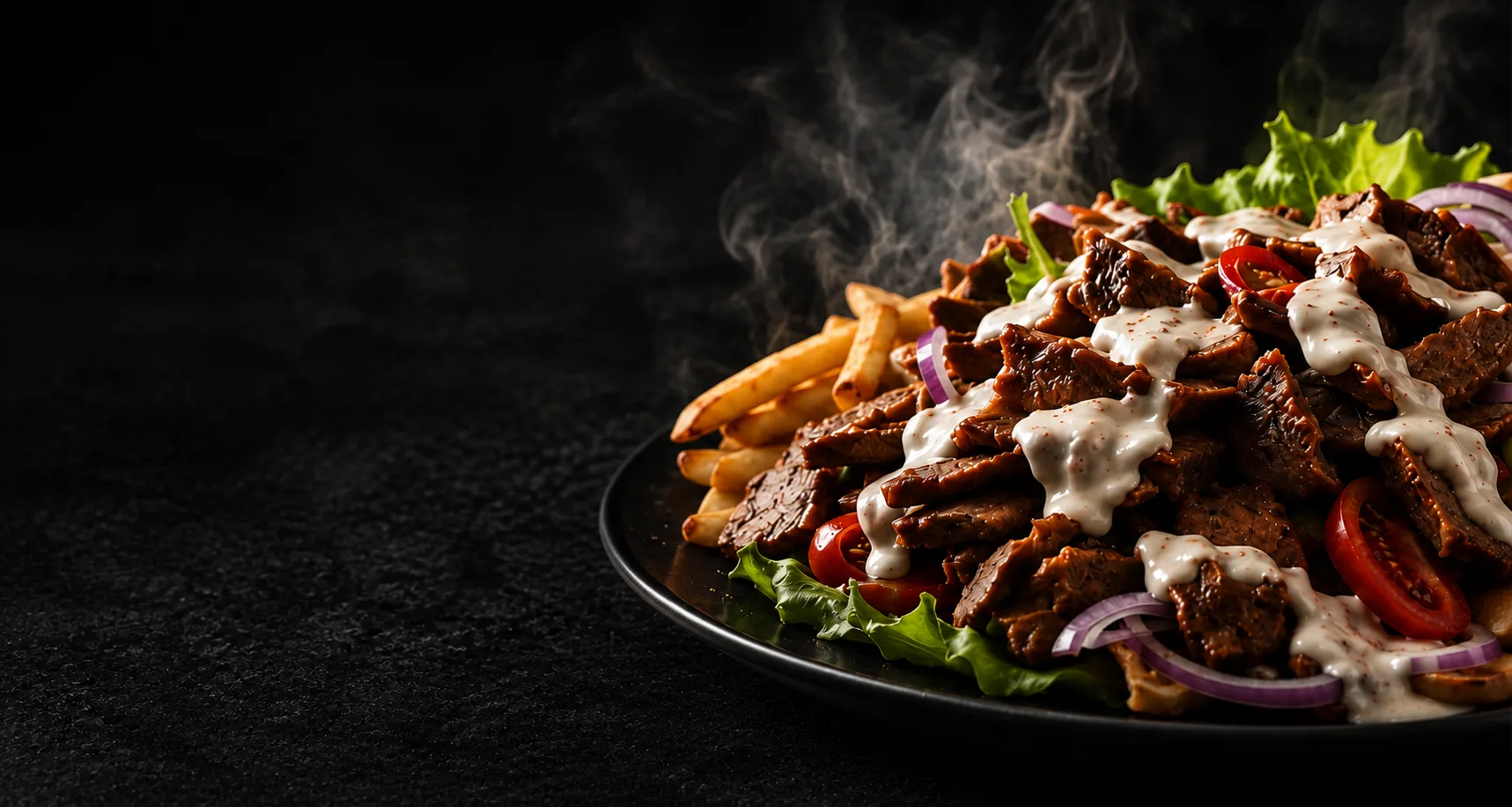 Gyros-Teller mit Pommes, frischem Salat und Zaziki